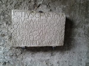 engraved block in Pompeii